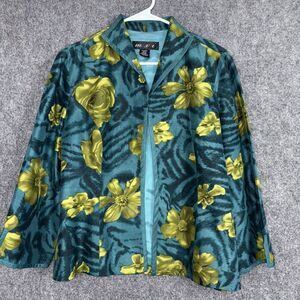 MXI Jacket Womens Size 12 Blue teal Blazer silk Artsy